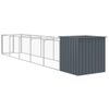 Caseta Perros | Perrera Exterior Con Corral Acero Galvanizado Gris 110x609x110 Cm Cfw750376