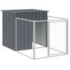 Caseta Perros | Perrera Exterior Con Corral Acero Galvanizado Gris 110x609x110 Cm Cfw750376