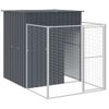 Caseta Perros | Perrera Exterior Con Corral Acero Galvanizado Gris 165x1067x181 Cm Cfw750380