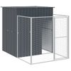 Caseta Perros | Perrera Exterior Con Corral Acero Galvanizado Gris 165x1271x181 Cm Cfw750381