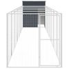 Caseta Perros | Perrera Exterior Con Corral Acero Galvanizado Gris 165x863x181 Cm Cfw750384