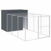 Caseta Perros | Perrera Exterior Con Corral Acero Galvanizado Gris 214x457x181 Cm Cfw750390