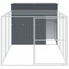 Caseta Perros | Perrera Exterior Con Corral Acero Galvanizado Gris 214x457x181 Cm Cfw750390