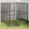 Corralito Para Perros | Perrera Exterior Con 4 Paneles Acero Galvanizado Negro Cfw755818