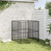 Corralito Para Perros | Perrera Exterior Con 4 Paneles Acero Galvanizado Negro Cfw755818