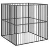 Corralito Para Perros | Perrera Exterior Con 4 Paneles Acero Galvanizado Negro Cfw755818