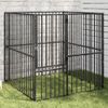 Corralito Para Perros | Perrera Exterior Con 4 Paneles Acero Galvanizado Negro Cfw755819