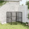 Corralito Para Perros | Perrera Exterior Con 4 Paneles Acero Galvanizado Negro Cfw755819