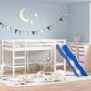 Cama Individual | Cama Infantil | Cama Alta De Niños Con Tobogán Madera Maciza Blanca 90x190 Cm Cfw37873