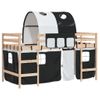 Cama Individual | Cama Infantil | Cama Alta Niños Con Túnel Madera Pino Blanco Negro 90x190 Cm Cfw89655