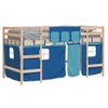 Cama Individual | Cama Infantil | Cama Alta Para Niños Con Cortinas Madera Pino Azul 80x200 Cm Cfw68938