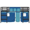 Cama Individual | Cama Infantil | Cama Alta Para Niños Con Cortinas Madera Pino Azul 90x190 Cm Cfw19925