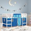 Cama Individual | Cama Infantil | Cama Alta Para Niños Con Cortinas Madera Pino Azul 90x190 Cm Cfw43303