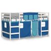 Cama Individual | Cama Infantil | Cama Alta Para Niños Con Cortinas Madera Pino Azul 90x190 Cm Cfw43303