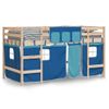 Cama Individual | Cama Infantil | Cama Alta Para Niños Con Cortinas Madera Pino Azul 90x190 Cm Cfw11938