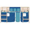 Cama Individual | Cama Infantil | Cama Alta Para Niños Con Cortinas Madera Pino Azul 90x200 Cm Cfw51497