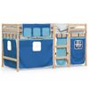 Cama Individual | Cama Infantil | Cama Alta Para Niños Con Cortinas Madera Pino Azul 90x200 Cm Cfw46699