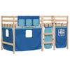 Cama Individual | Cama Infantil | Cama Alta Para Niños Con Cortinas Madera Pino Azul 90x200 Cm Cfw46699