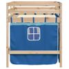 Cama Individual | Cama Infantil | Cama Alta Para Niños Con Cortinas Madera Pino Azul 90x200 Cm Cfw46699