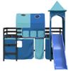 Cama Individual | Cama Infantil | Cama Alta Para Niños Con Torre Madera Pino Azul 80x200 Cm Cfw69356