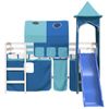 Cama Individual | Cama Infantil | Cama Alta Para Niños Con Torre Madera Pino Azul 80x200 Cm Cfw79229