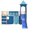 Cama Individual | Cama Infantil | Cama Alta Para Niños Con Torre Madera Pino Azul 90x190 Cm Cfw19389