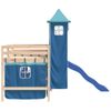 Cama Individual | Cama Infantil | Cama Alta Para Niños Con Torre Madera Pino Azul 90x190 Cm Cfw19389