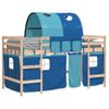 Cama Individual | Cama Infantil | Cama Alta Para Niños Con Túnel Madera Pino Azul 80x200 Cm Cfw37089