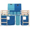 Cama Individual | Cama Infantil | Cama Alta Para Niños Con Túnel Madera Pino Azul 80x200 Cm Cfw37089