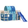 Cama Individual | Cama Infantil | Cama Alta Para Niños Con Túnel Madera Pino Azul 80x200 Cm Cfw68426