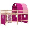 Cama Individual | Cama Infantil | Cama Alta Para Niños Con Túnel Madera Pino Rosa 80x200 Cm Cfw37060