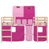 Cama Individual | Cama Infantil | Cama Alta Para Niños Con Túnel Madera Pino Rosa 90x190 Cm Cfw30282