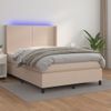 Cama Para Adultos | Cama Box Spring Colchón Led Cuero Sintético Capuchino 140x200cm Cfw480957