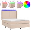 Cama Para Adultos | Cama Box Spring Colchón Led Cuero Sintético Capuchino 140x200cm Cfw480957