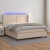 Cama Matrimonial | Cama Para Adultos | Cama Box Spring Colchón Led Cuero Sintético Capuchino 160x200cm Cfw842252