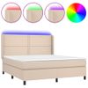 Cama Matrimonial | Cama Para Adultos | Cama Box Spring Colchón Led Cuero Sintético Capuchino 160x200cm Cfw842252