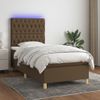 Cama Para Adultos | Cama Box Spring Colchón Luces Led Tela Marrón Oscuro 100x200cm Cfw596259