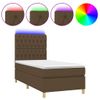 Cama Para Adultos | Cama Box Spring Colchón Luces Led Tela Marrón Oscuro 100x200cm Cfw596259