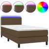 Cama Individual | Cama Para Adultos | Cama Box Spring Colchón Luces Led Tela Marrón Oscuro 100x200cm Cfw479590