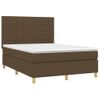 Cama Matrimonial | Cama Para Adultos | Cama Box Spring Colchón Luces Led Tela Marrón Oscuro 140x190 Cm Cfw72947