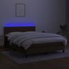 Cama Matrimonial | Cama Para Adultos | Cama Box Spring Colchón Luces Led Tela Marrón Oscuro 140x190 Cm Cfw270642