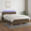 Cama Doble | Cama Box Spring | Cama Para Adultos Colchón Luces Led Tela Marrón Oscuro 140x190 Cm Cfw563316