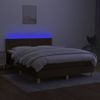 Cama Doble | Cama Box Spring | Cama Para Adultos Colchón Luces Led Tela Marrón Oscuro 140x190 Cm Cfw563316