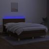 Cama Matrimonial | Cama Para Adultos | Cama Box Spring Colchón Luces Led Tela Marrón Oscuro 140x190 Cm Cfw517006