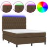 Cama Para Adultos | Cama Box Spring Colchón Luces Led Tela Marrón Oscuro 140x190 Cm Cfw225045