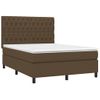 Cama Para Adultos | Cama Box Spring Colchón Luces Led Tela Marrón Oscuro 140x190 Cm Cfw225045