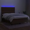 Cama Para Adultos | Cama Box Spring Colchón Luces Led Tela Marrón Oscuro 140x190 Cm Cfw225045