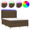 Cama Para Adultos | Cama Box Spring Colchón Luces Led Tela Marrón Oscuro 140x190 Cm Cfw634809