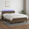 Cama Matrimonial | Cama Para Adultos | Cama Box Spring Colchón Luces Led Tela Marrón Oscuro 140x200cm Cfw814540