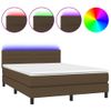 Cama Matrimonial | Cama Para Adultos | Cama Box Spring Colchón Luces Led Tela Marrón Oscuro 140x200cm Cfw814540